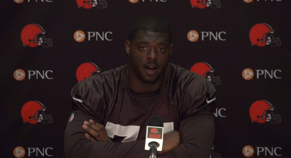 Browns's tweet photo. LIVE: Erving, Mingo, Kruger, Shelton and Kirksey at the podium.

🖥: https://t.co/lqZi9DHDOm
📱: #Browns App https://t.co/bFaVCb8rgQ