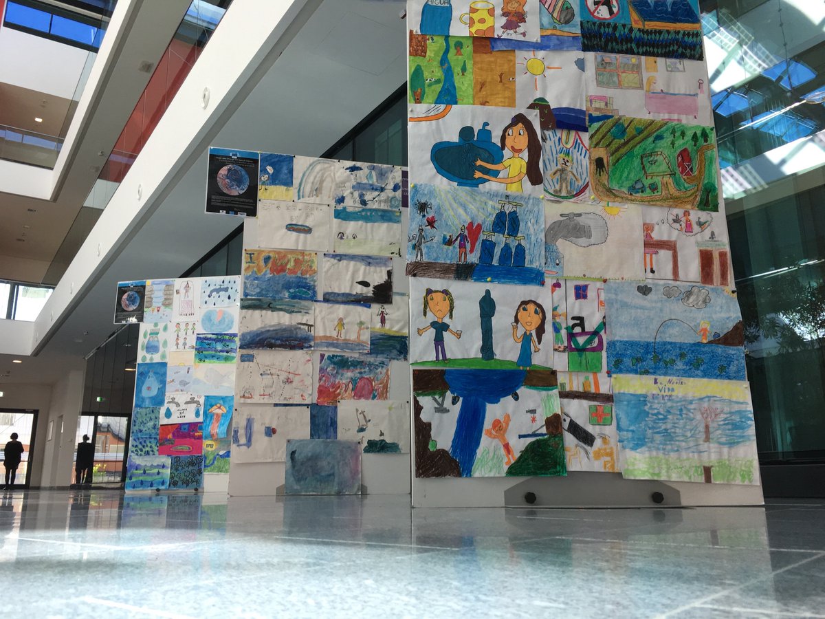 NetwercH20's tweet image. European and the Middle Eastern children participating in a water drawing project. Here displayed at JRC in Ispra.