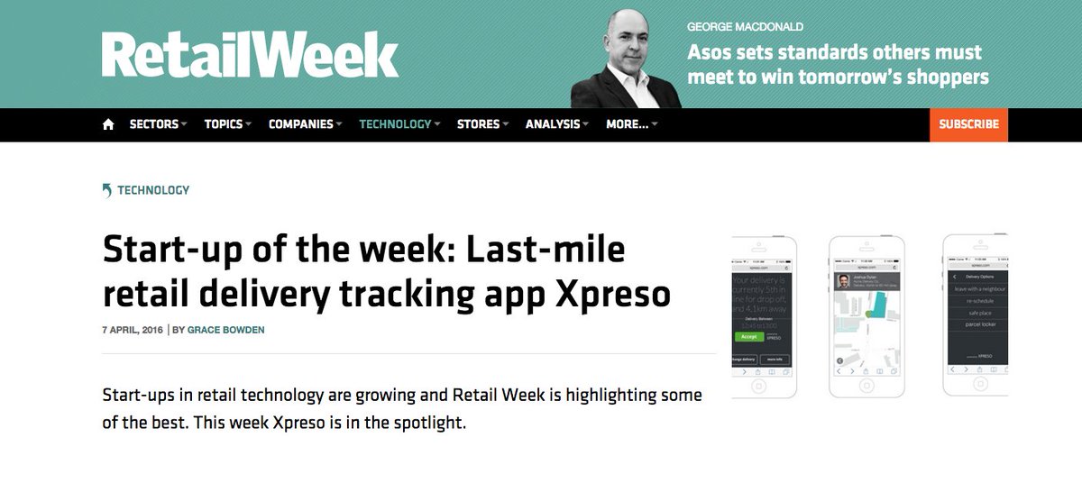 xpresosoftware's tweet photo. Delighted to be named Start-Up of the Week by @RetailWeek! #retail https://t.co/C6IRCtk7dQ https://t.co/TaQf8UaUWE