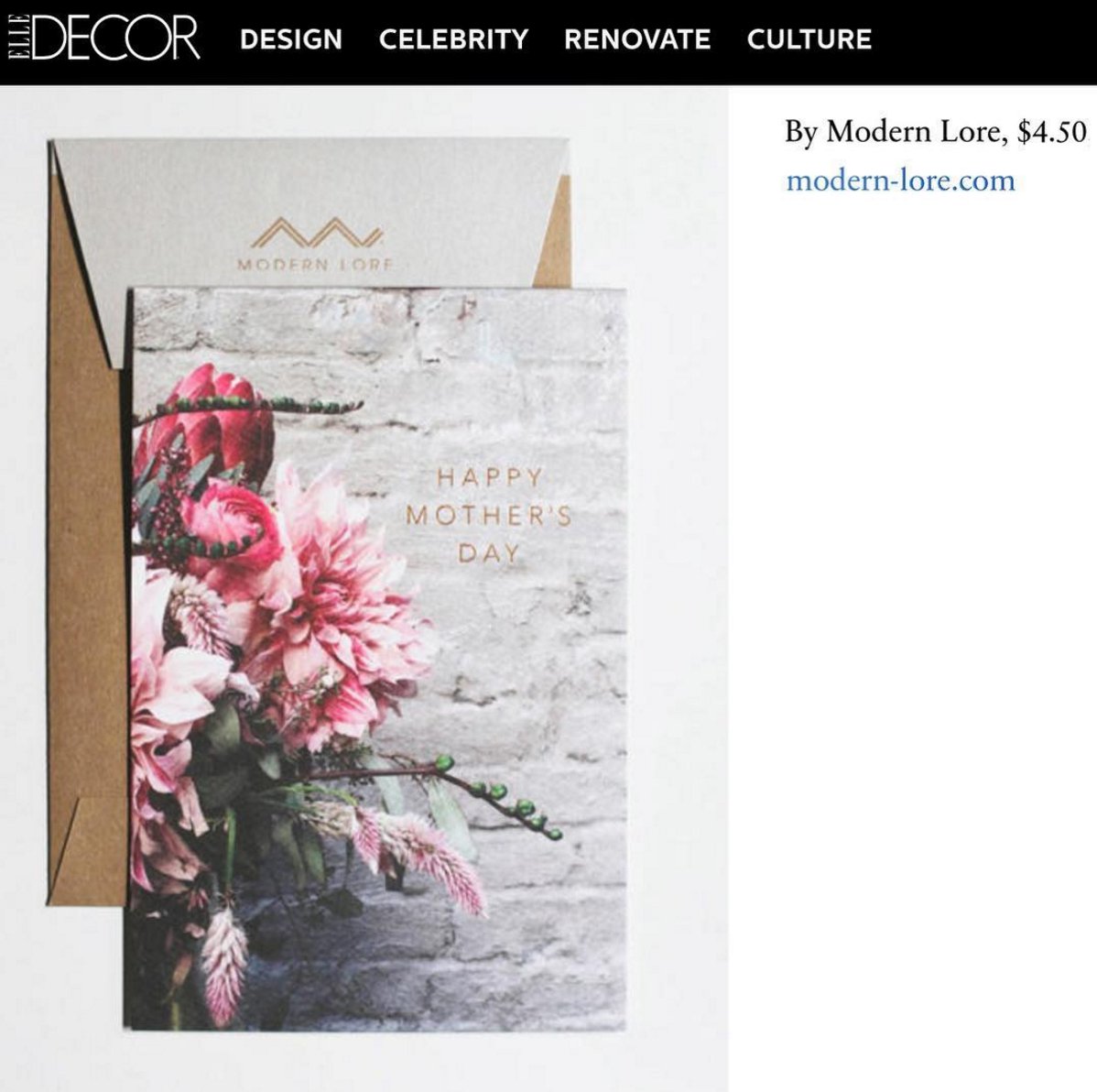 Big thanks to <a href="/elledecor/">ELLE Decor</a> for featuring our #mothersday card! Bouquet photo by @aguynamedpatrick #floral #stationery