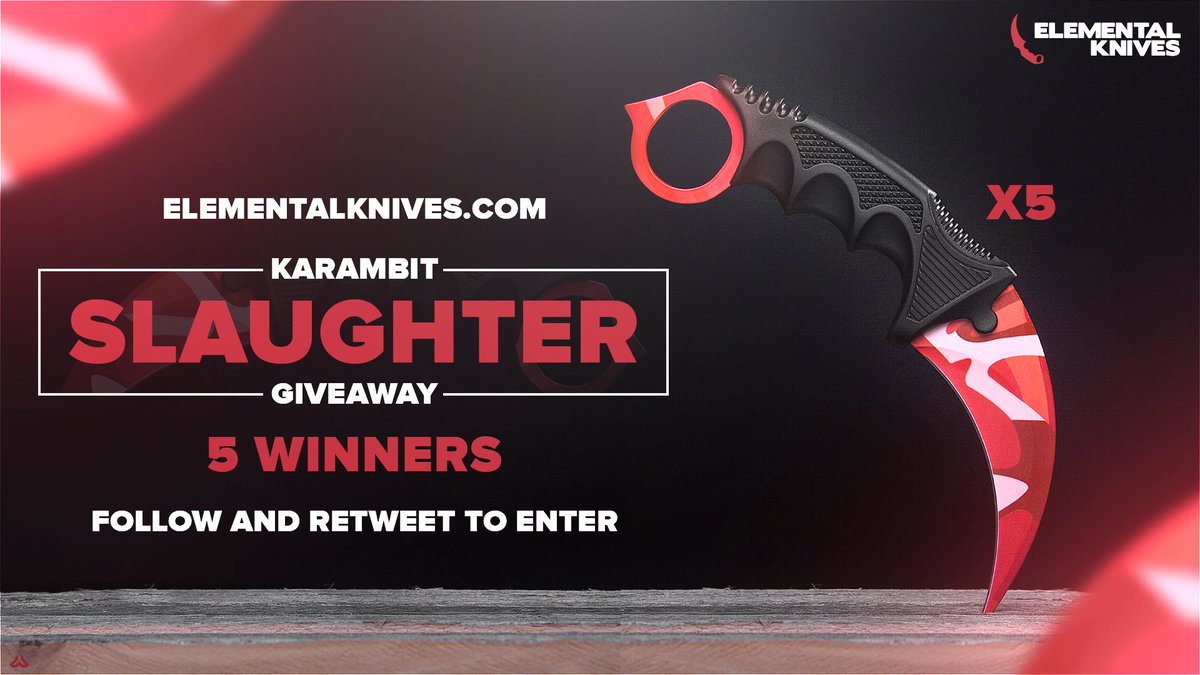 ElementalKnives's tweet photo. IRL Karambit Slaughter Giveaway now live! There will be 5 winners selected!

Enter at https://t.co/dbVbRVczDj https://t.co/21F8u3uaab