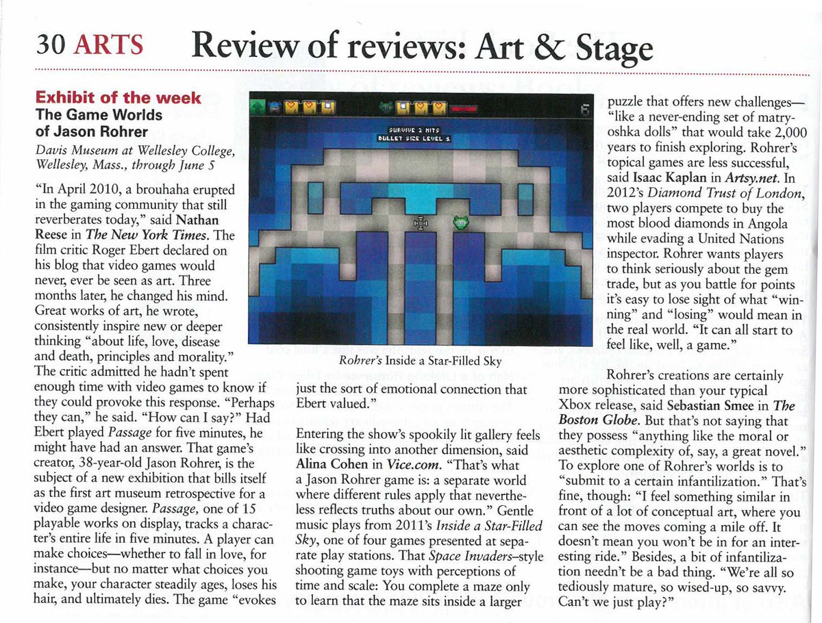 theDavisMuseum's tweet photo. Thanks to @TheWeek for highlighting #JasonRohrer in their Mar 18th issue! On view @theDavisMuseum thru Jun 26th https://t.co/JwaX96k19b