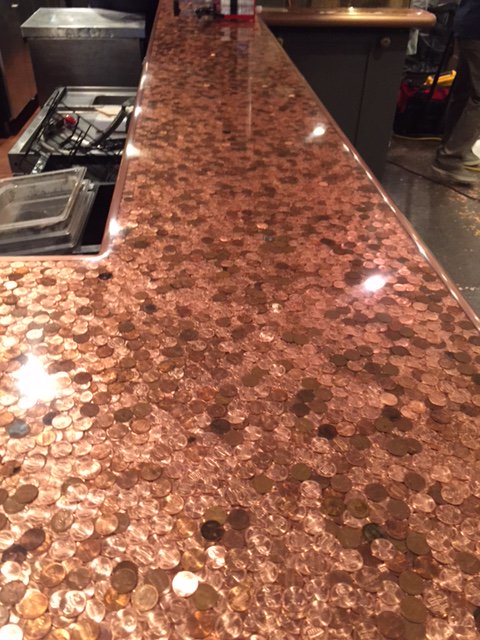 Plate All On Twitter Finished Copper Bartop Filled With Pennies