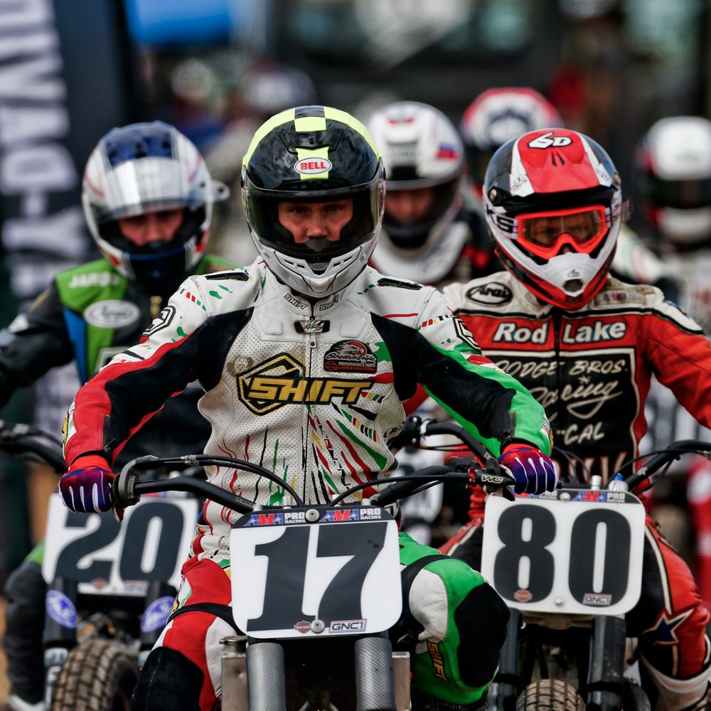 Photo of the day: <a href="/henry_wiles/">Henry Wiles</a> staring at the face of the half-mile dirt track at @circuitamericas and ready to ride