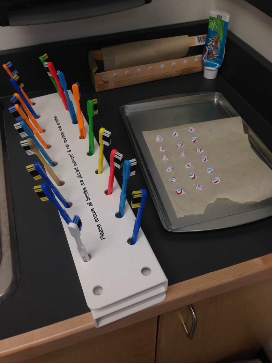 Jody_Seeley's tweet image. All set up &amp;amp; ready for teeth brushing at school today. #dentalprogram #holyspiritschool #highriver
