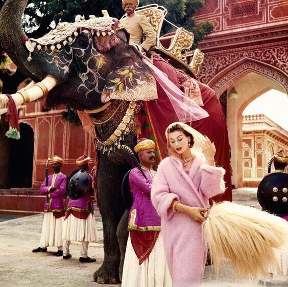 I absolutely love this picture that I saw at #Vogue100 London - Anne Gunning at The City Palace Jaipur India 1956
