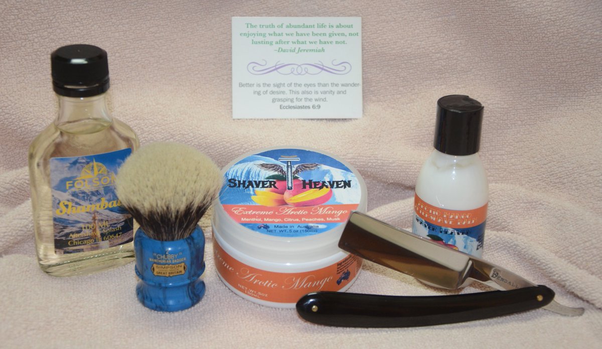 #SOTD #Bengall 15/16 Str8Rzr <a href="/AESimpson1919/">Simpson Brushes</a> Cobalt CH2 @ShaverHeaven Extreme Artic Mango <a href="/FolsomCo/">Folsom & Co.</a> Shambala