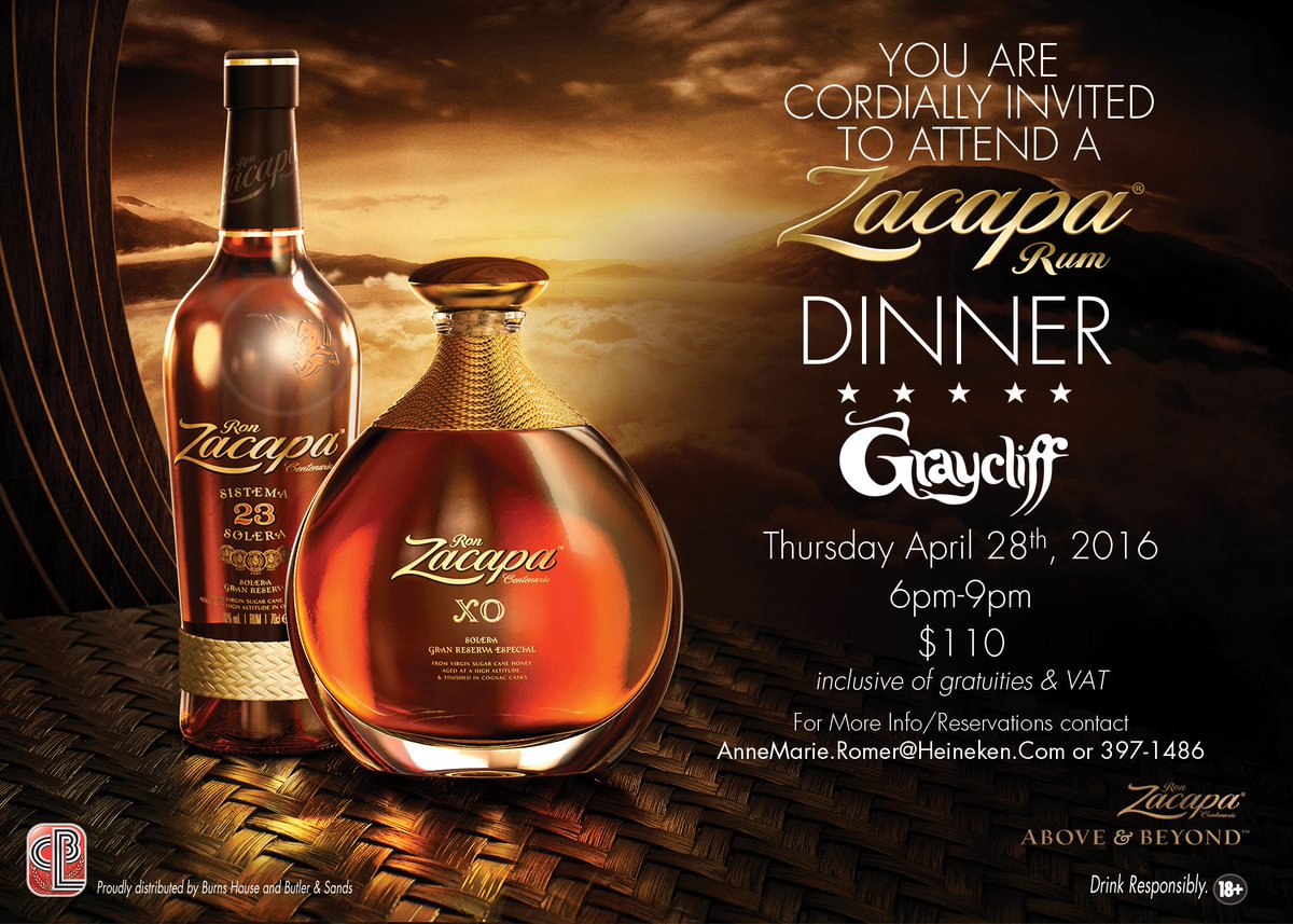 GraycliffNassau's tweet photo. Calling all #Rum lovers. @ZacapaRum Dinner at @GraycliffRestnt on April 28. #ThirstyThursday https://t.co/dSoI3R5lQH