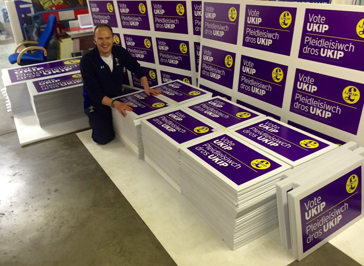 GouldSam's tweet photo. Hundreds more @UKIPWales boards proudly made in Wales #VoteUKIP #UKIP2016 #UKIP https://t.co/zXfJmMfiLy