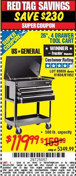 Harbor Freight Tools On Twitter This 26 4 Drawer 580 Lb