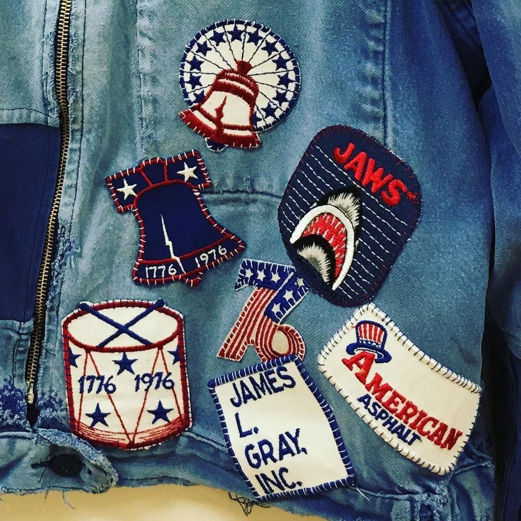 prdxnyc's tweet image. #jaws found his way onto one of our killer #patchworkdenim #1930s #frenchworkwear #frenchworkjacket with a collecti…