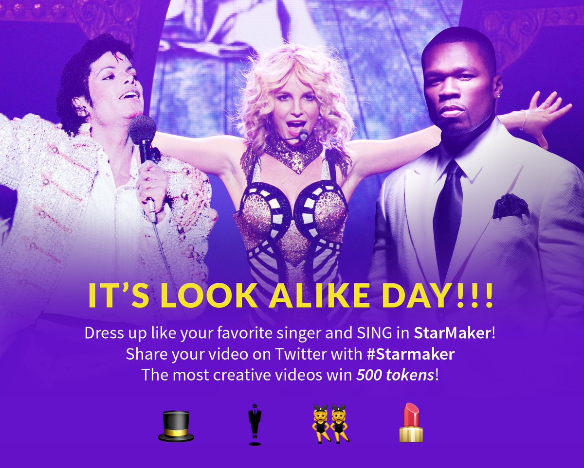 😎👑 It's LOOK ALIKE DAY! Dress up &amp; sing a song in <a href="/starmaker/">StarMaker</a>!!! Share your video on Twitter with #StarMaker