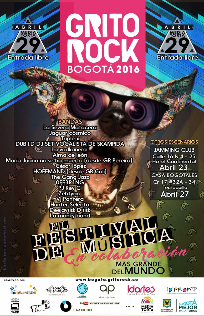 gritorockbogota's tweet image. Cultura libre e independiente desde el 23 de abril #GritoRockBogota @idipronbogota @idartes @CanalCapital