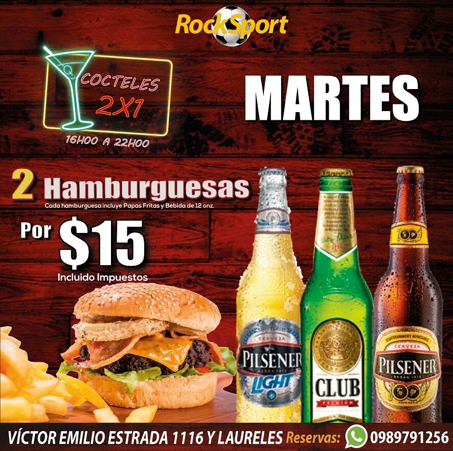 RockSportCafe's tweet photo. Estas son nuestras promos de hoy MARTES. Te esperamos! https://t.co/R2q4stPGoT