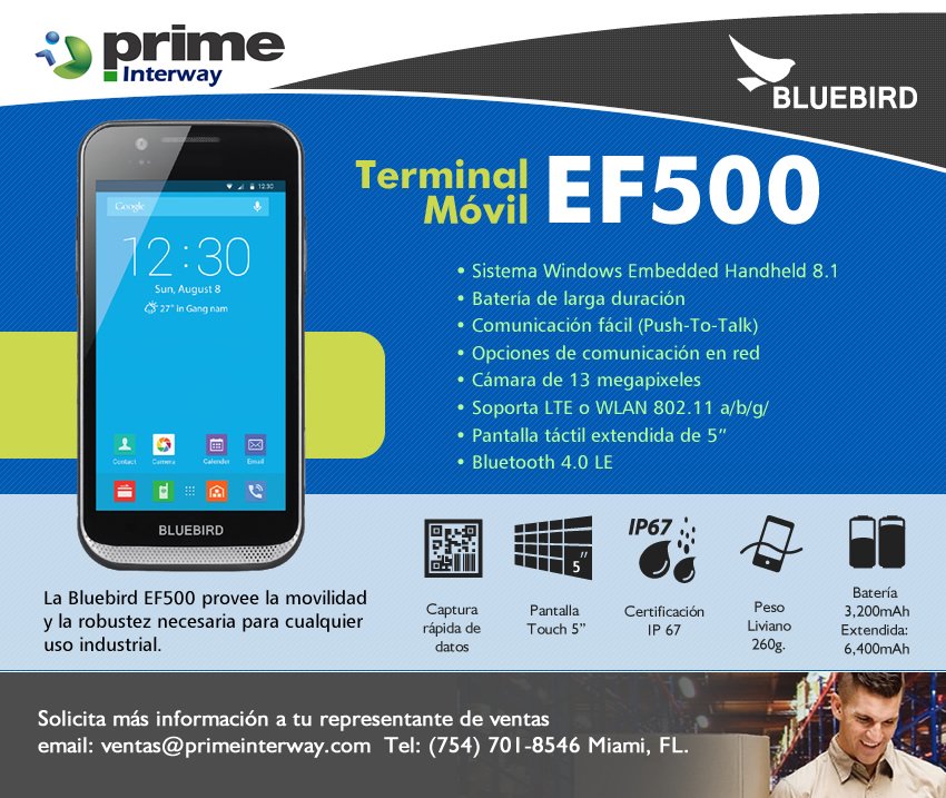 primeinterwayla's tweet image. Terminal Móvil Bluebird EF500, Robustez y Conectividad en un solo lugar goo.gl/fiqRjx #primeinterway