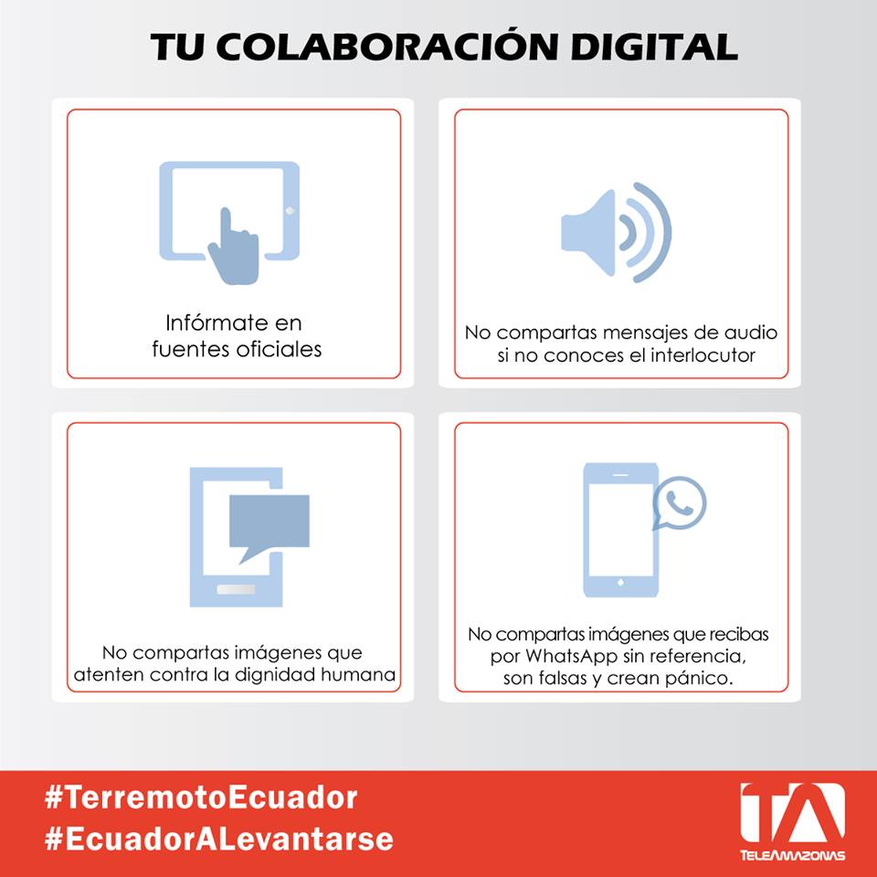 teleamazonasec's tweet photo. Tú puedes ayudar de esta manera #EcuadorALevantarse 
Además recuerda: https://t.co/3ofWbREfV9 https://t.co/qwGeb8mKQ3