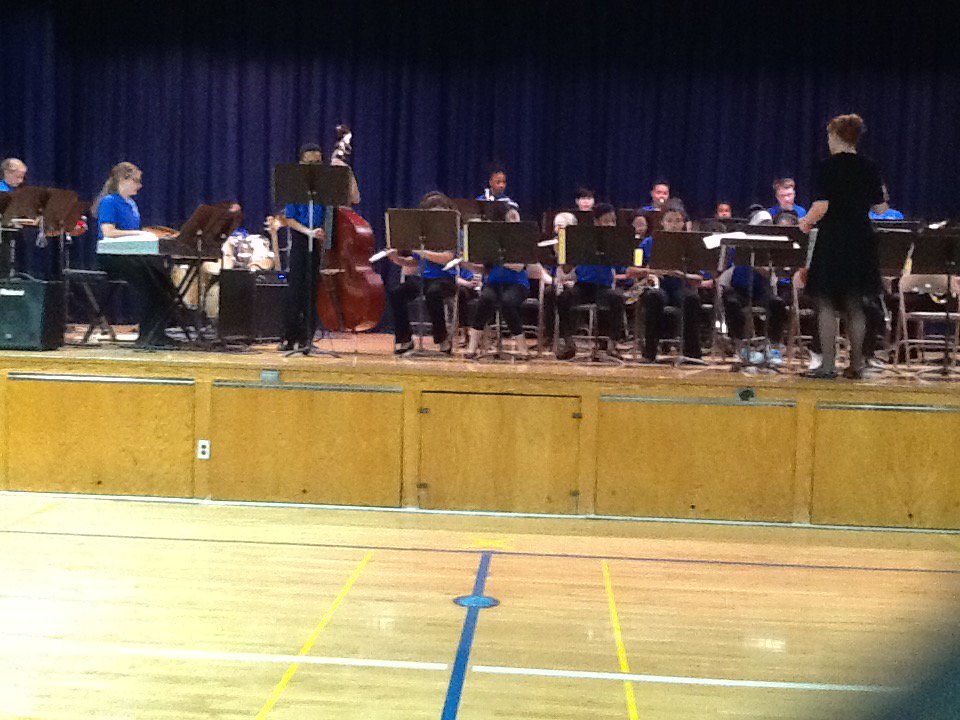 Ms. Hoefle directs the Blue Jazz Band at the spring concert.