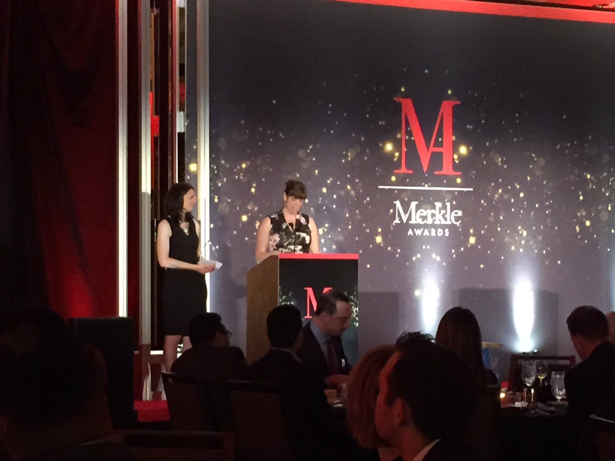 gallate's tweet photo. #MerkleProud. @mrgrtwgnr gives @gesserta the @MerkleCRM Strategy Award. Woo Hoo. Big night https://t.co/c8EYyPvPLf