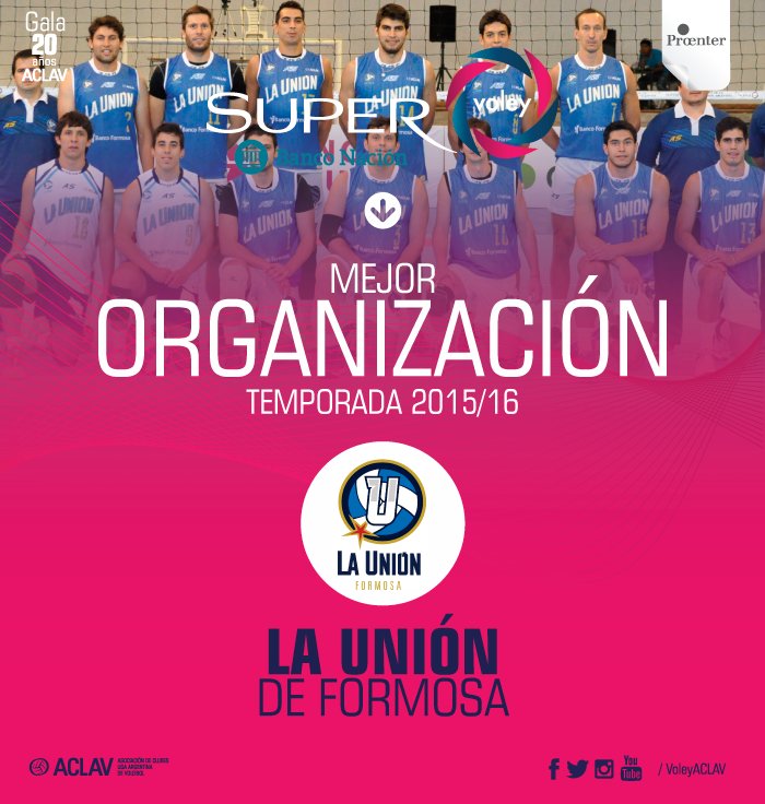 #GalaACLAV20Años Premio mejor organización: <a href="/LaUnionFsaVoley/">La Unión Voley</a> ▶ tycsportsplay.com/evento?1762-Ga…