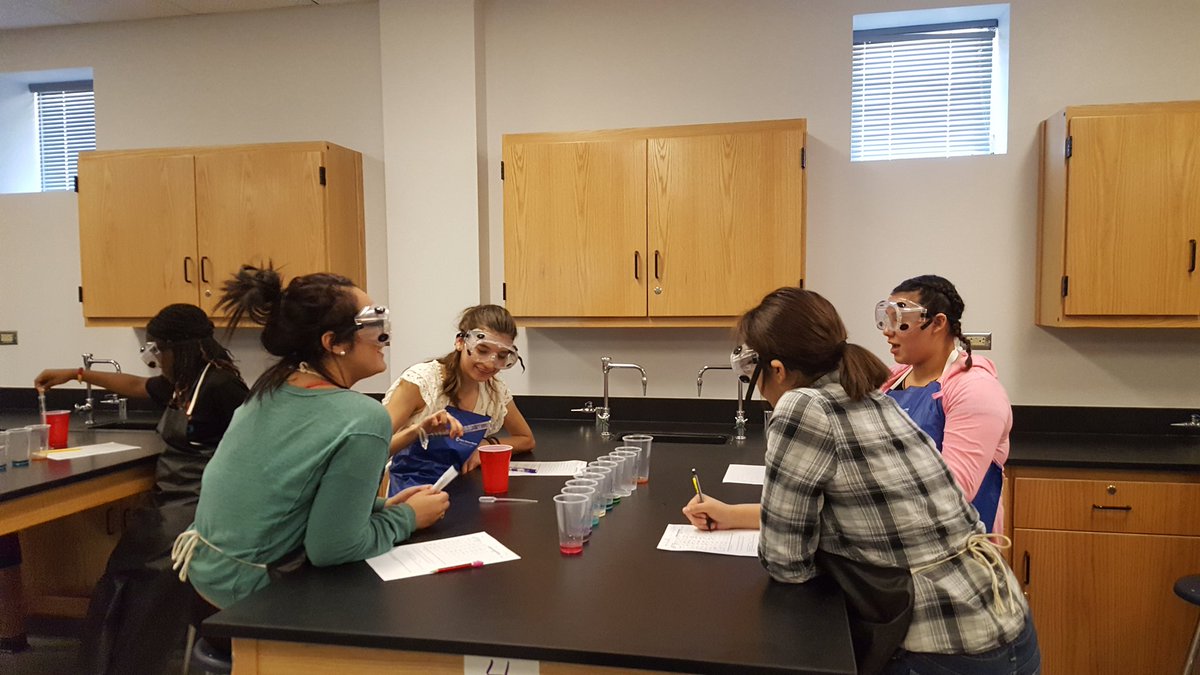 Students investigating acids and bases