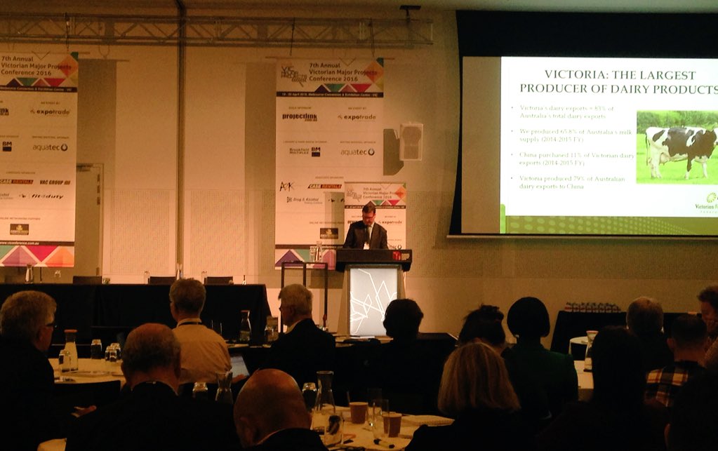 expotradeglobal's tweet photo. @VicFarmers @Tuoheypj Peter Tuohey tells what #ChAFTA really means 4 #VIC's Agricultural sector &amp; economy #VICMP2016 https://t.co/Ys9zXGyHxR