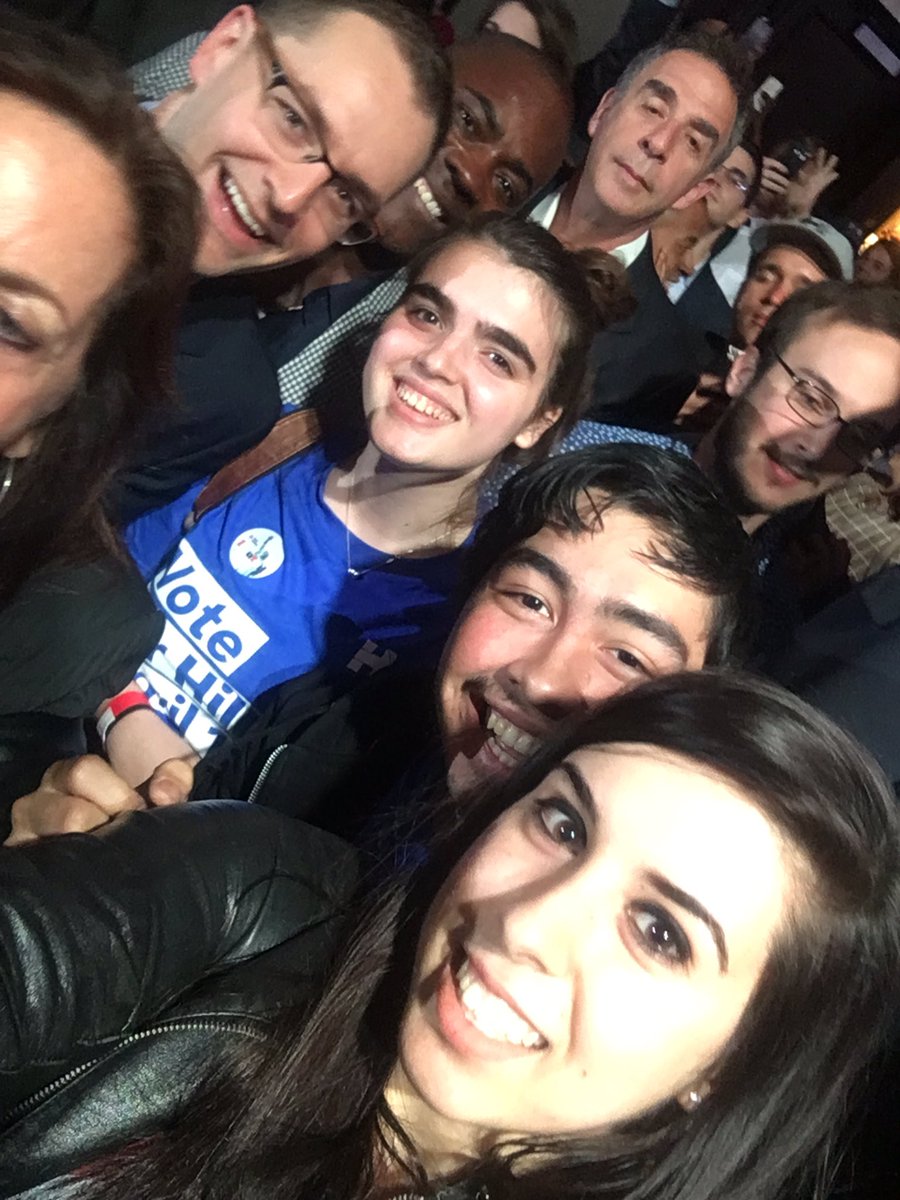 HillaryHQVols's tweet photo. #VolCenter Interns & campaign manager Robby Mook at @HillaryClinton's victory speech! #TeamHQ #NYprimary #HillSquad https://t.co/9nfnmrB6S5