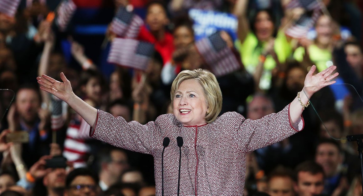 politico's tweet photo. Clinton's big win unites New York Democrats https://t.co/L2fcktIIVD | Getty https://t.co/enkL9bDijM