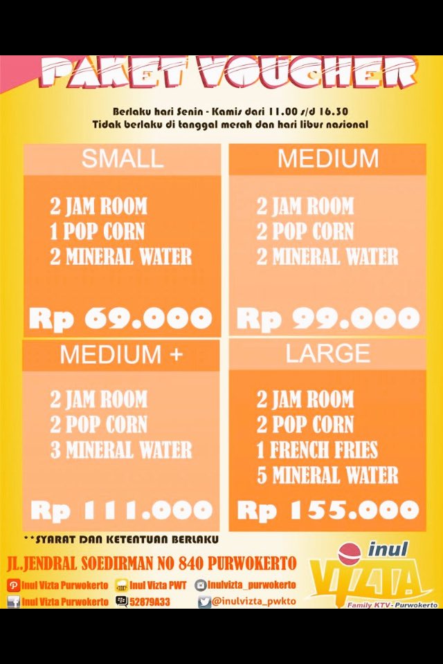 brillyandihello's tweet photo. Sekarang karaoke dengan voucher bisa dapet cemilan @inulvizta_pwkto @InfoPurwokerto1 https://t.co/ggHBOAiRVe