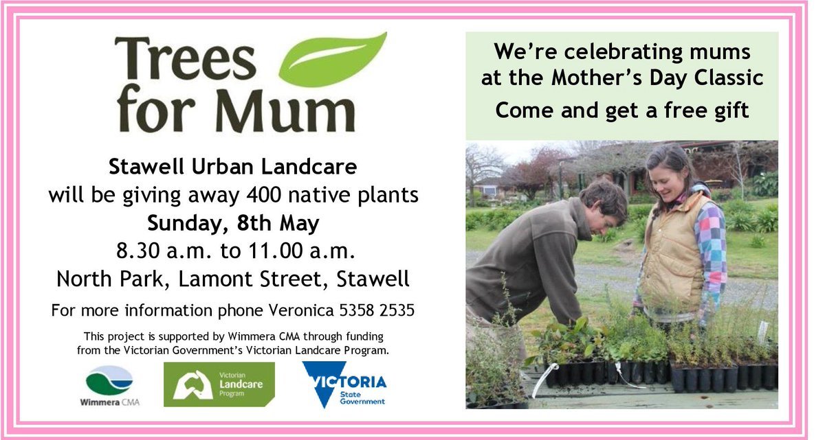 And just like that, we're on the countdown to this year's Mother's Day Classic! Free Trees for Mum Stawell.