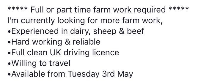 I'm currently look for farm work round the Skipton, craven area, please retweet #teamdairy #sheep365 #beefgb