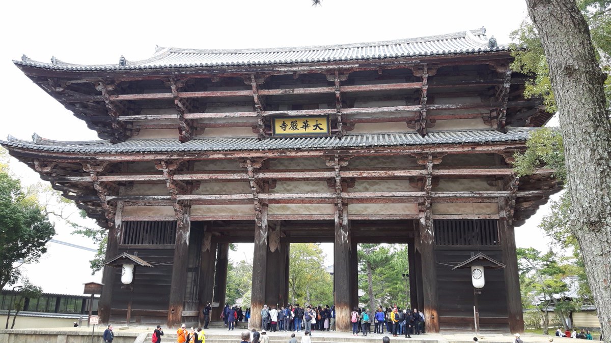 OkeanosEnsemble's tweet photo. Great southern gate, Nandaimon, to Todai-ji, Nara @nancyjgv1 @TokaidoRoad @nmbr1dragon https://t.co/Y0mIF6s3Bl