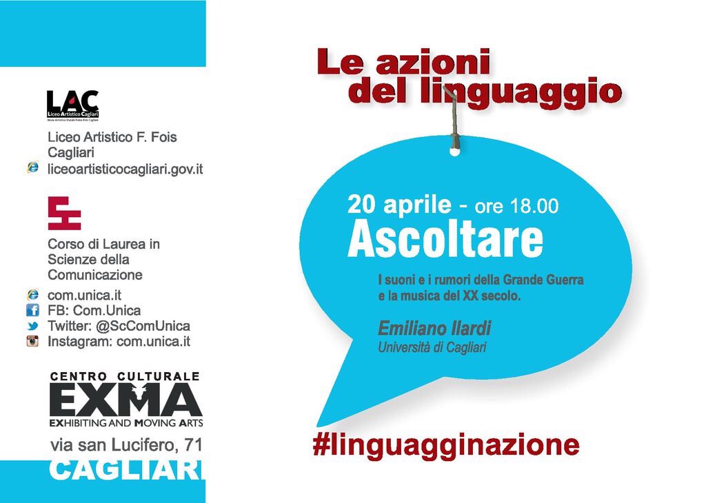 Suoni e rumori della #GrandeGuerra e rumori che diventano suoni e... musica  @ExmaCagliari <a href="/eilardi/">Emiliano Ilardi</a> @ScComUnica