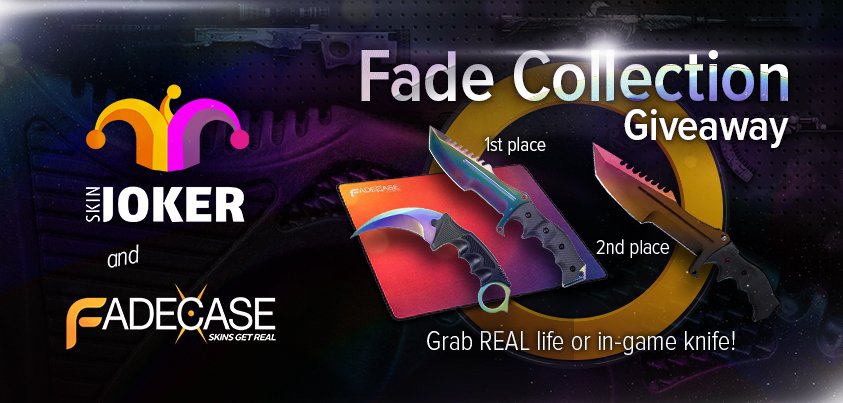 fadecase's tweet photo. Surprise! FadeCase &amp; @SkinJoker giveaway. Grab Real &amp; Ingame skins! Join here: https://t.co/3wPeKLVaBR https://t.co/58bR5BTQPT