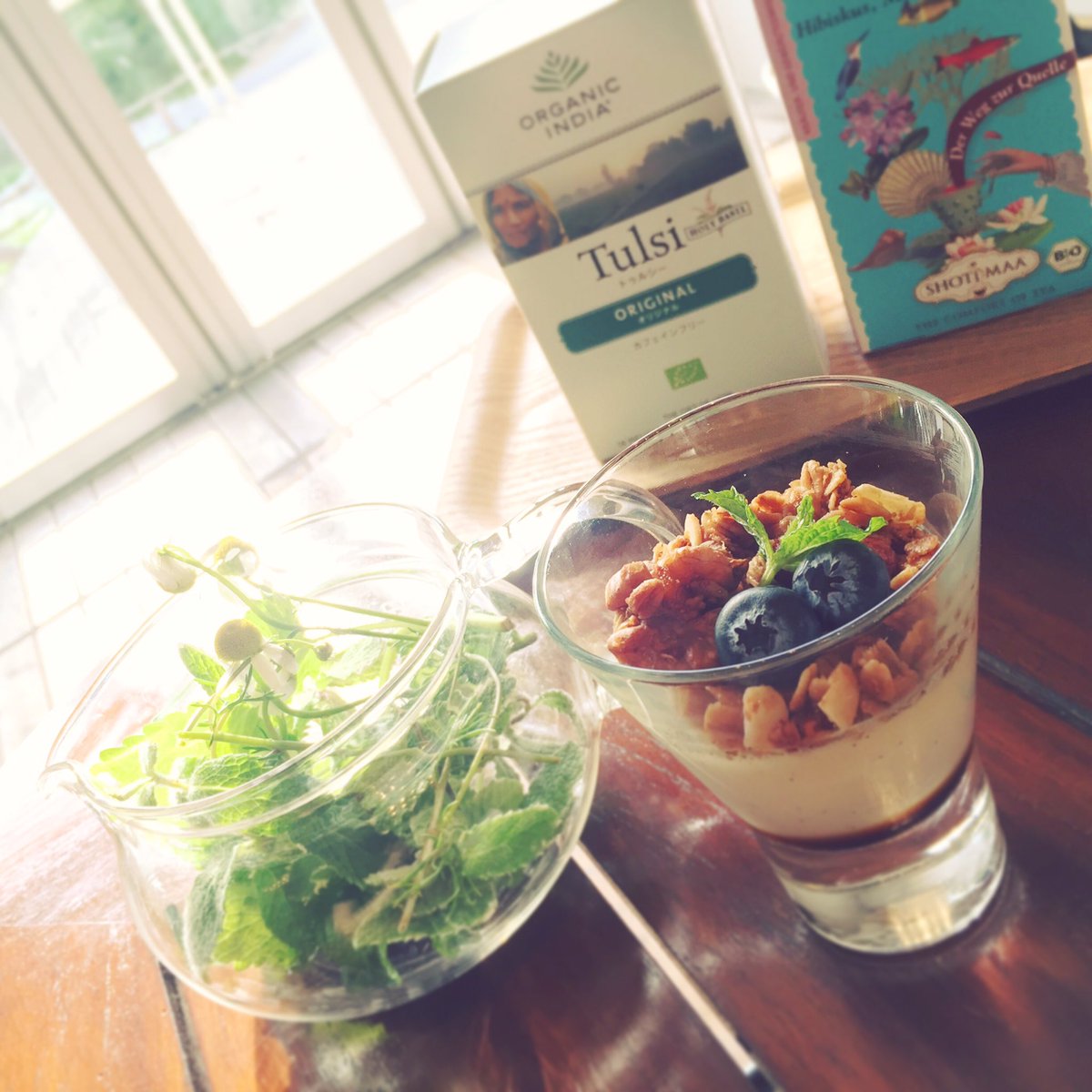 sasayacafe's tweet photo. 期間限定のフレッシュハーブティー、ささやのデザートとも相性◎でお勧めです!その他にも日替わりのお味でTulsiやShotimaaなどのハーブティーもご用意しております♪ #vegan #ハーブティー #Shotimaa #tulsi https://t.co/PnNQKxpyj4