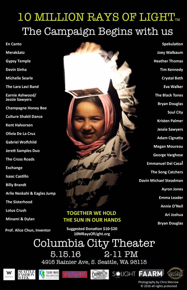 10MRaysofLight's tweet photo. #10MRaysofLight Benefit Concert @ColumbiaTheater May 15, 2016 #SeattleLiveMusic #LoveandLight @Solar_Puff @SolightD https://t.co/J35mPOh7u4