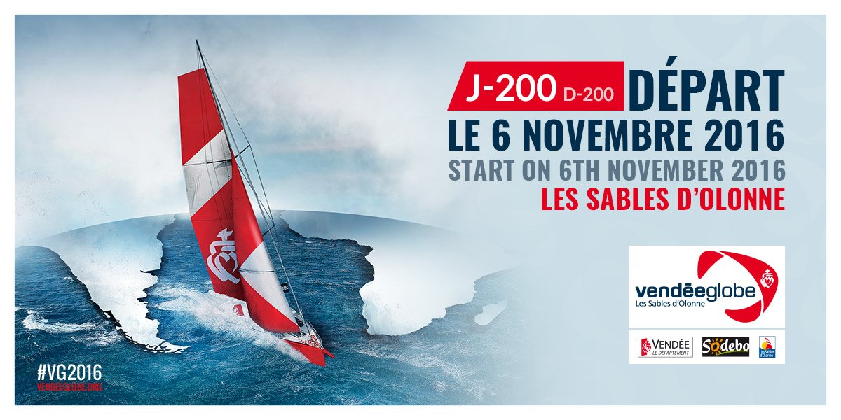 VendeeGlobe's tweet photo. Only 200 days left to go to the start! / Plus que 200 jours avant le départ ! #VG2016 https://t.co/Z962ZnOkDv