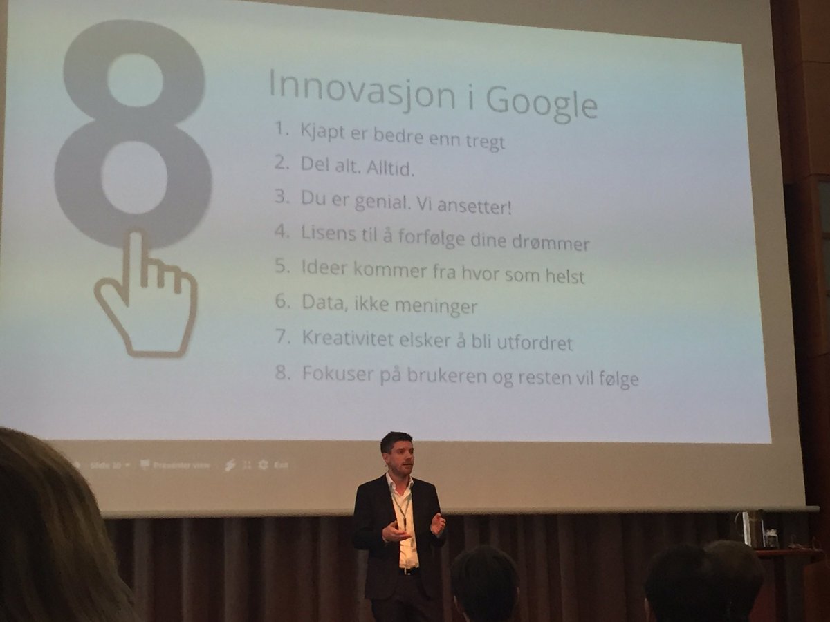 bakke1's tweet photo. Foredrag fra Googles perspektiv, superkult! #Dendigitalelederen #kurs @_Tekna_ https://t.co/rZBLKcMhNT