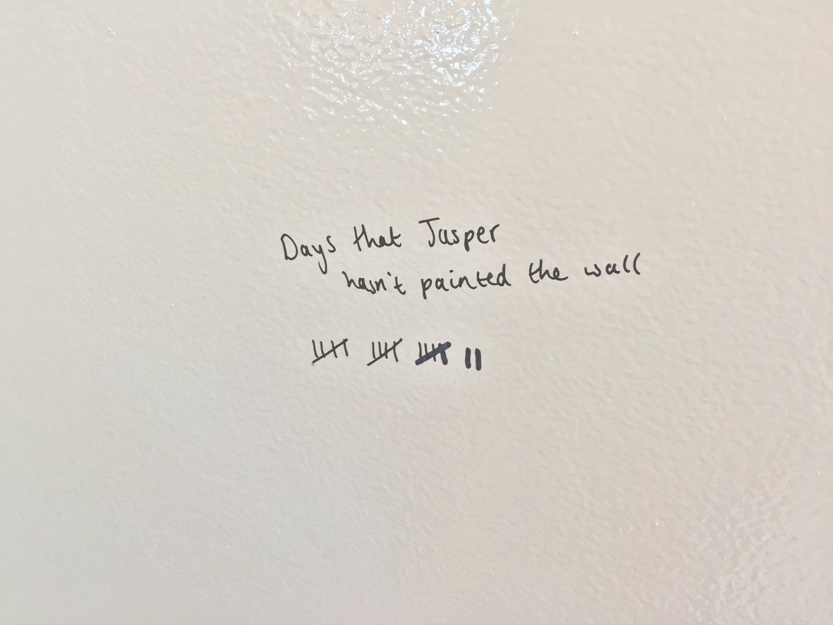 innocent's tweet photo. Jasper is supposed to have painted the wall. Somebody's protesting in the most passive-aggressive way possible. https://t.co/ePvVvlxxRw