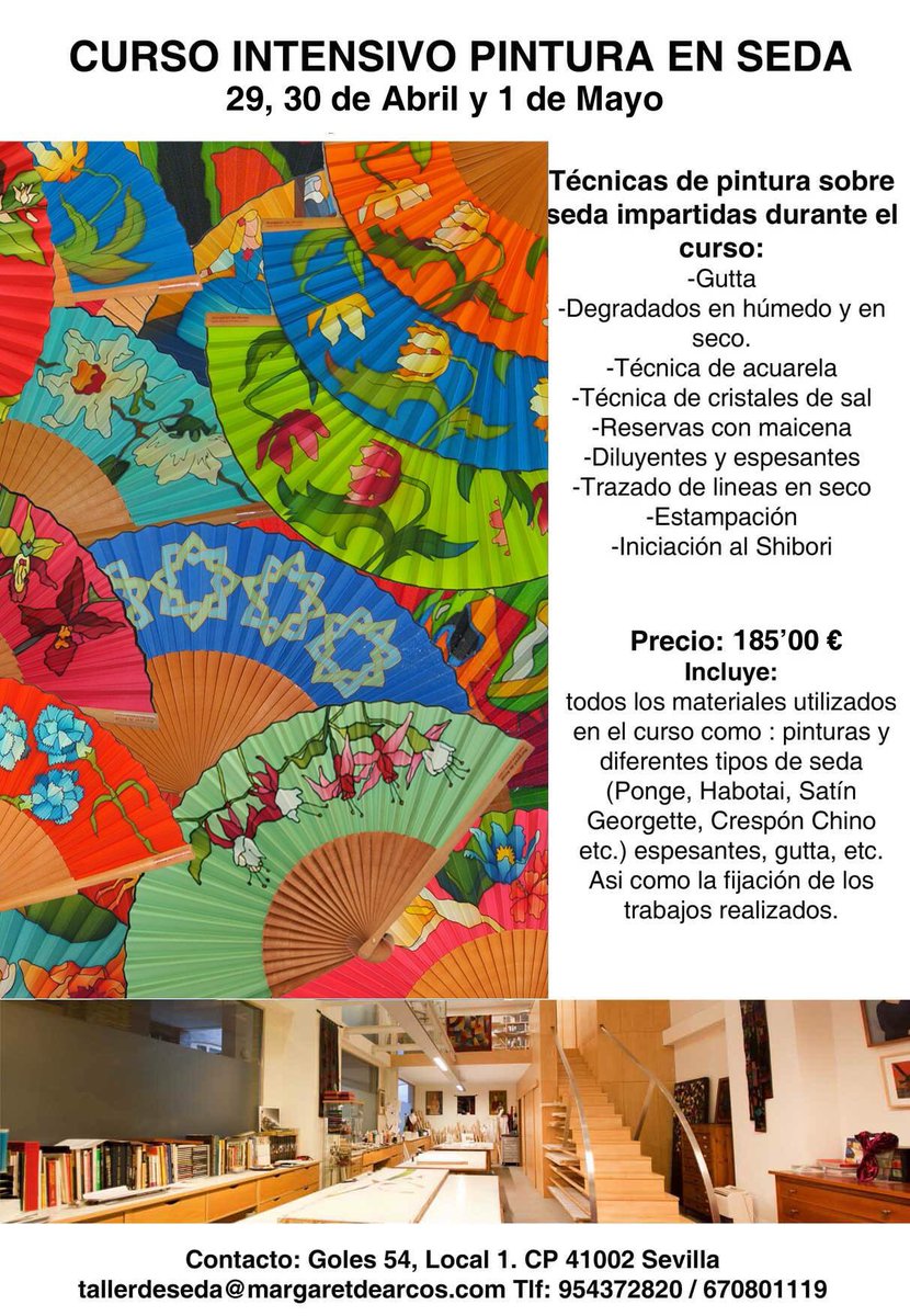 CamilaVelvet's tweet photo. Nuevo curso intensivo de pintura en seda! Plazas limitadas!#silk #Sevilla #curso #tallerdeseda #workshop #seda #new https://t.co/Ran6tvgs3s