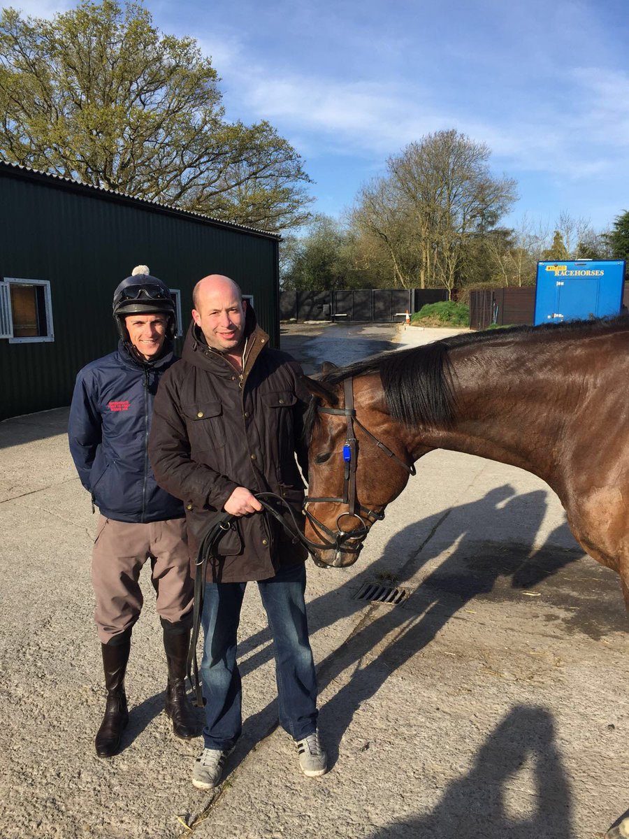 AvonRacing's tweet photo. Jockey Liam Heard with new Avon Forest Racing club member Barry Atfield #Welcome #InvestinRacing https://t.co/7qDAbcqeBx
