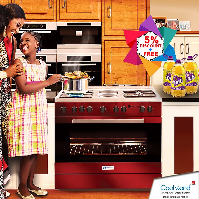 CoolWorldNig's tweet photo. A FREE 3.8Litre Mamador Vegetable Oil awaits you when you buy any of our select Cookers in the on-going #CoolPromo. https://t.co/Fer345rF2S