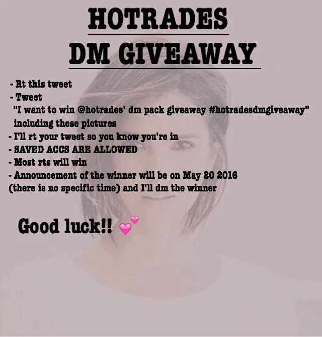 stillwithjk91's tweet image. I want to win @hotrades' dm pack giveaway #hotradesdmgiveaway

☆PLEASE RT 
☆SAVED ACCS ARE ALLOWED