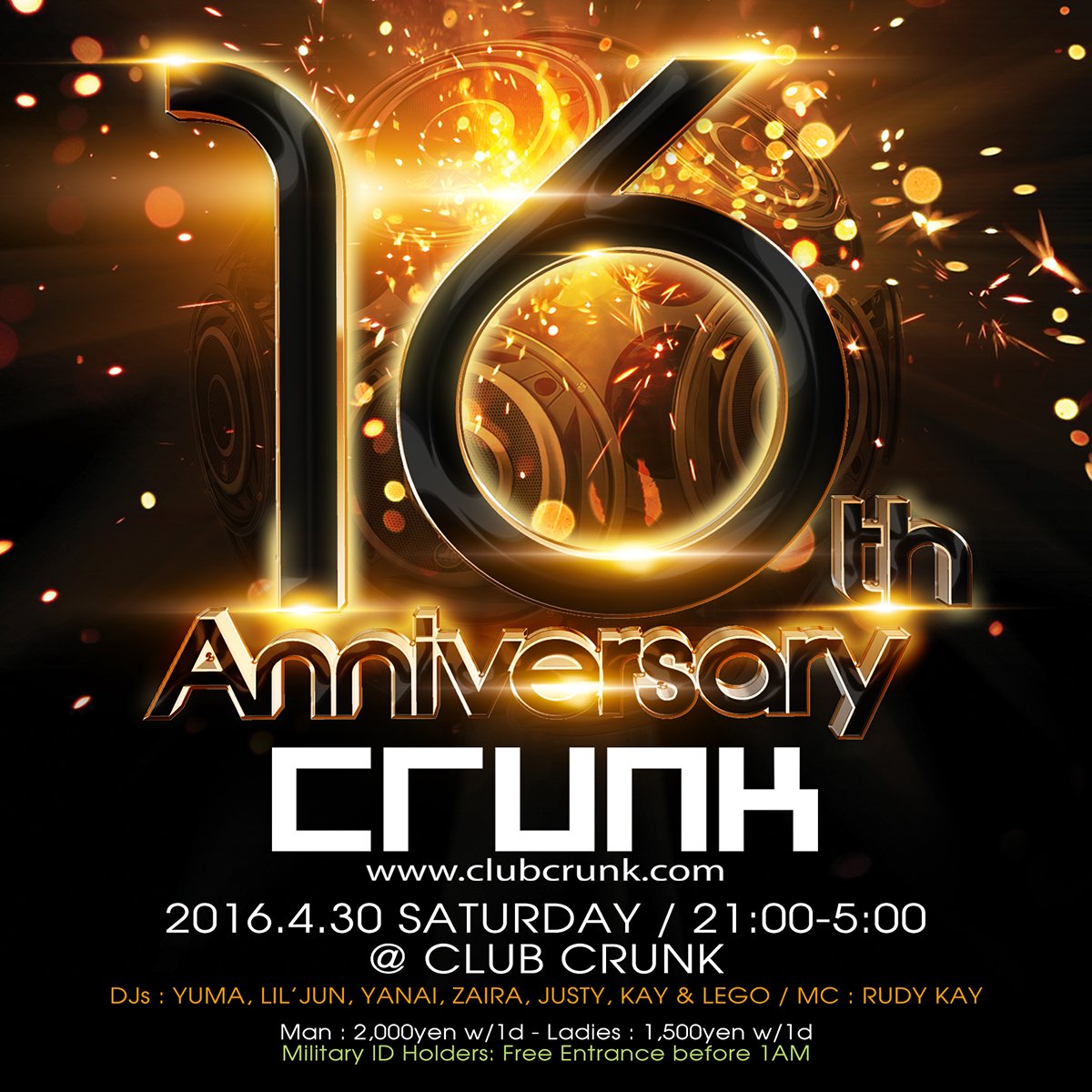DJLILJUN's tweet photo. 4/30 (Sat) #fussa_crunk 16th Anniversary @DjYumaRide @DJLILJUN @djjustyjp @DJZAIRA @DjKAY_1000 @lego_90 @rudy_kay https://t.co/jdhuIT962y