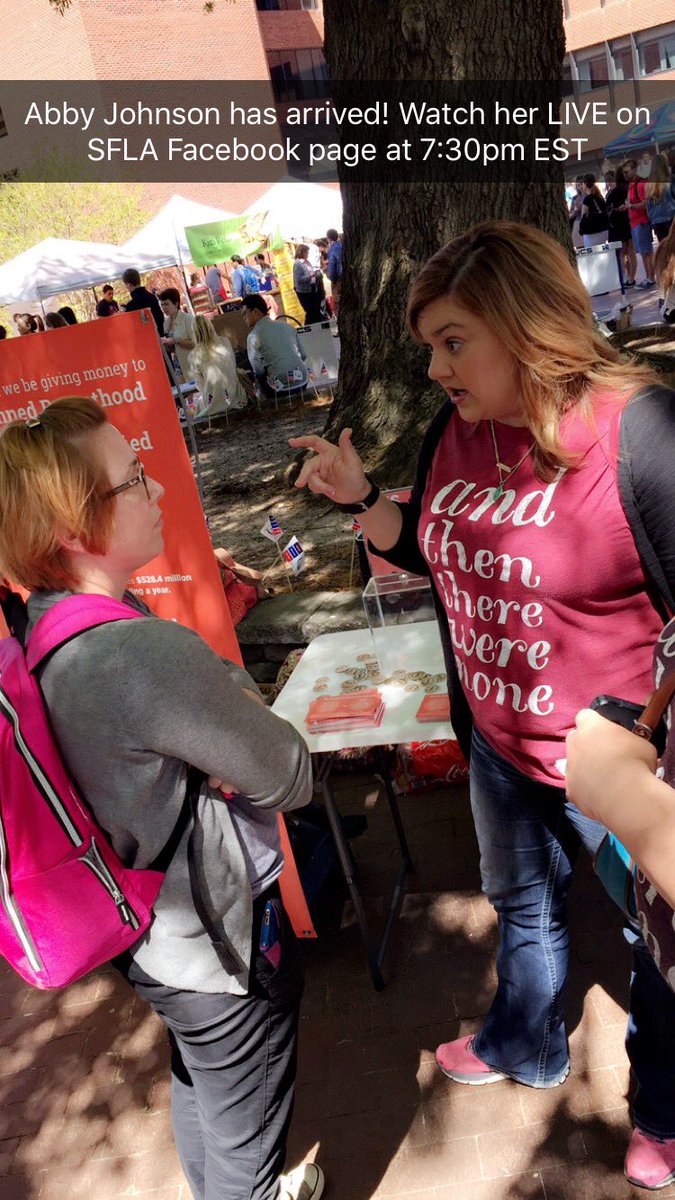 StudentsforLife's tweet photo. .@AbbyJohnson has arrived at @Georgetown! Follow us on Snapchat for updates: studentsforlife #hoyasaxa https://t.co/et6XKjaXxO