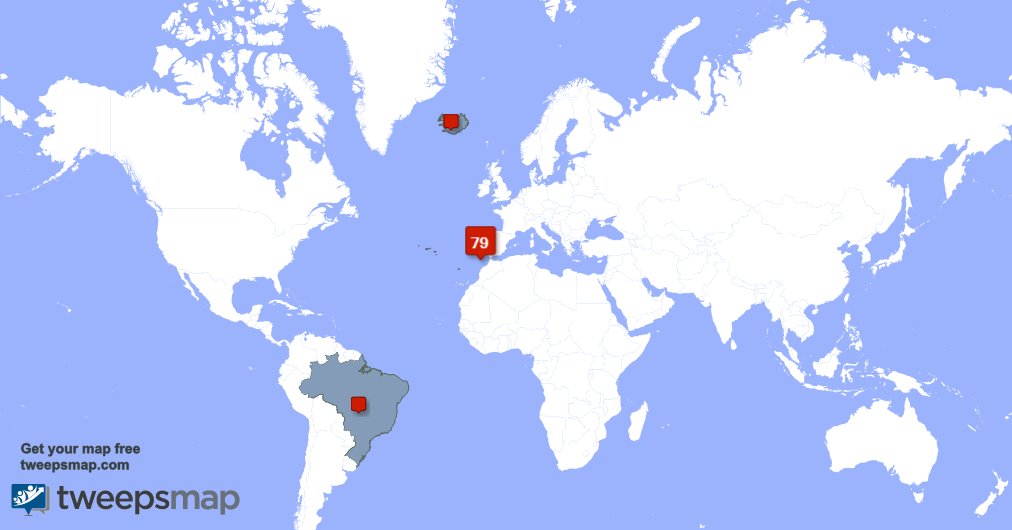Kraiuu's tweet photo. My followers live in Portugal (76%), Brazil(10%)... Get your free map too: https://t.co/luJnniDwIO https://t.co/U0DoK9xA8X
