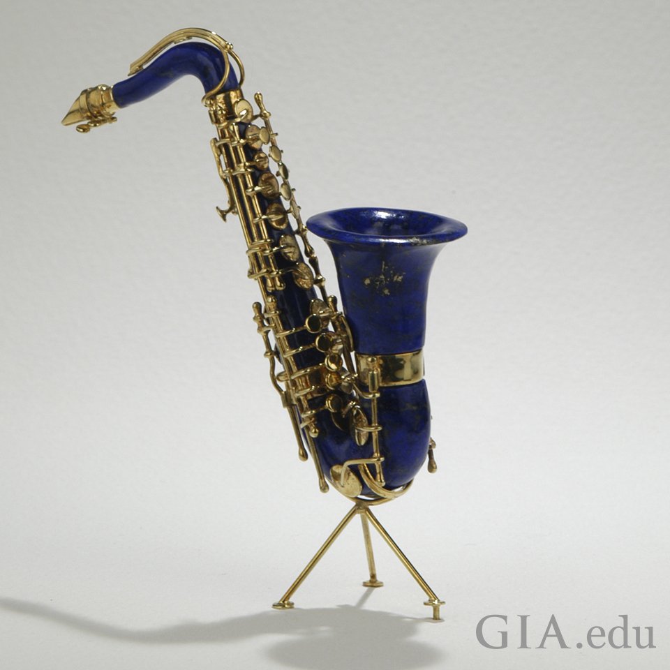 GIAnews's tweet photo. It's International #JazzDay! Check out this lapis lazuli saxophone from the 'Symphony in Gemstones' collection. https://t.co/c8Hxc4KpdK