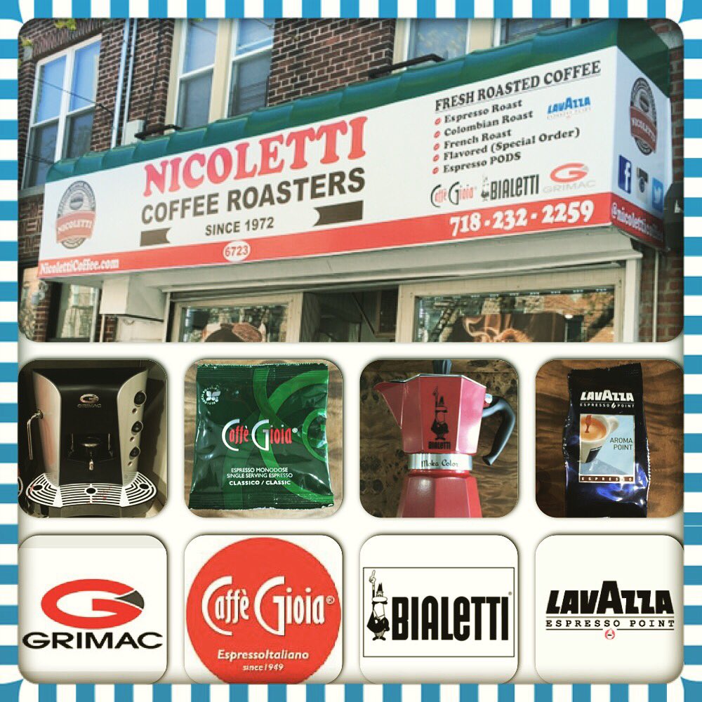 NicolettiCoffee's tweet photo. All you Coffee needs in Brooklyn NY! #brooklyn #coffee #lavazza #caffegioia #bialetti #grimac #espresso #Cappuccino https://t.co/G5BSB9X1Fr