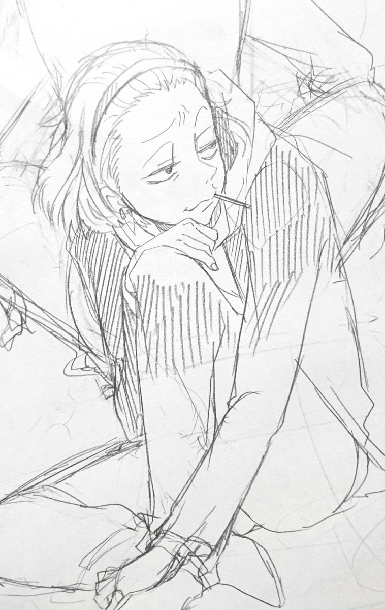 息抜きにスクール松落描き 