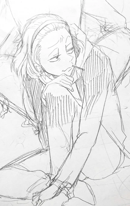 息抜きにスクール松落描き 