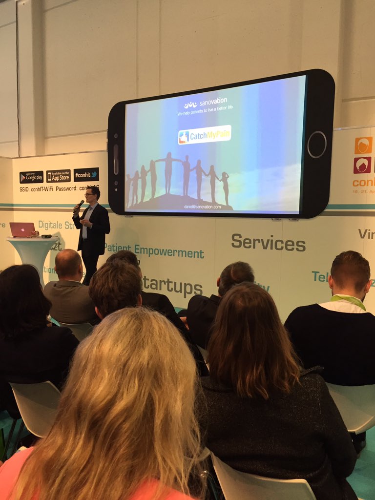 #mHealth meets diary app with Zurich's <a href="/CatchMyPain/">CatchMyPain</a> - next up to face the jury. #conhIT #Appcircus